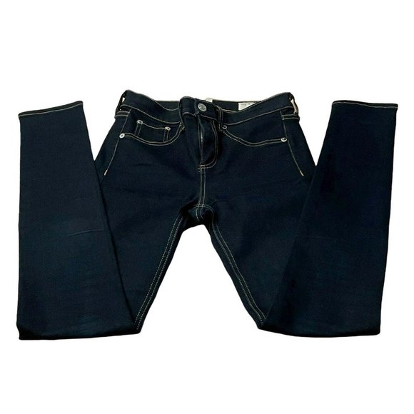 Rag & Bone Women's 10 Inch Skinny Jeans Size 25 Raw Hem Mid Rise Blue - Picture 1 of 10